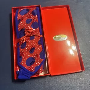 NIB Brioni By SantoStefano Silk Tie & Pocket Square Set Red w/ Blue/White Dots - Picture 1 of 9