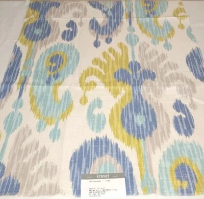 KRAVET Designer Fabric Gujarant Ikat Remnant Sample Crafts Pillow  (#219) - Image 1 of 4