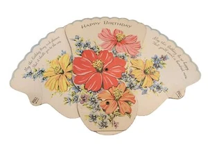 Vintage Handfächer Geburtstagskarte von Barker Cards 1949 - Bild 1 von 6