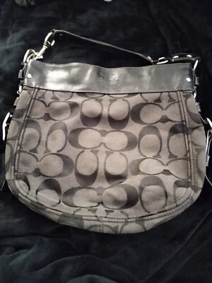Bolso Hobo Coach Zoe Signature Logo Negro Jaquard Bolso de Hombro Cartera Grande #12674 Foto 1 de 4