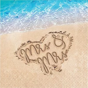 Beach Love Tropical Luau Bridal Shower Wedding Party Luncheon Napkins MRS & MRS - Picture 1 of 1