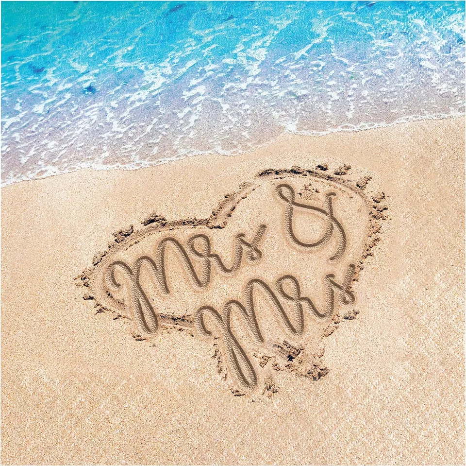 Beach Love Tropical Luau Bridal Shower Wedding Party Luncheon Napkins MRS & MRS - Image 1 of 1