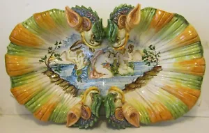 Centrotavola Armando Poggi Firenze ceramica italiana dipinto a mano scena delfino - Foto 1 di 18
