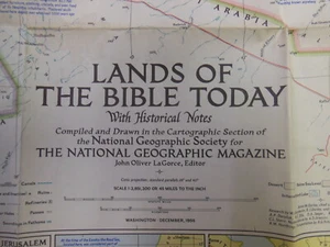 Map of LANDS OF THE BIBLE TODAY with Historical Notes - 40" x 29" - from 1956 - Picture 1 of 10