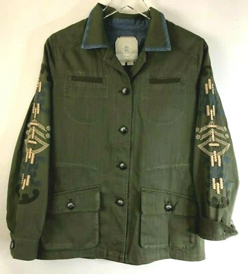 Chaqueta Hei Hei Talla Pequeña Aventurero Tachuela y Bordada Verde Ejército Foto 1 de 4