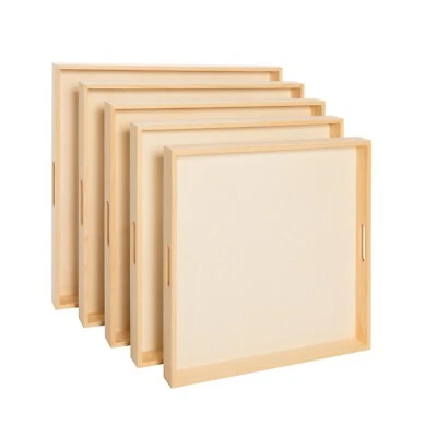 Wooden Nested Serving Trays - Set of 5 Unfinished Square Trays with Handles  - Image 1 of 4