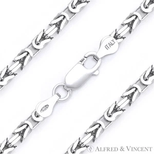 Collana Catena Italiana Argento Sterling 925 3,6 mm Maglia Bizantina Italia con Rodio - Foto 1 di 2
