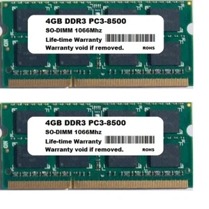 NEW! 8GB 2X4GB DDR3 1066Mhz IBM Lenovo B560 Laptop Memory RAM 204Pins - Picture 1 of 2