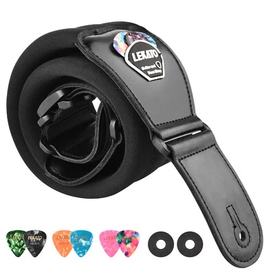 Correa de guitarra LEKATO de 3" de ancho correas de bajo de 45" a 55" con bloqueos de correa y 6 selecciones Foto 1 de 4