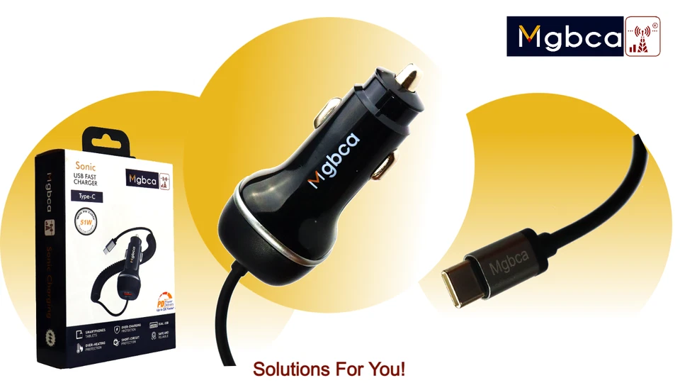 Mgbca Sonic Fast USB-C Car Charger, 51w PD QC 3.0 For iPhone 16 Plus/ 16 Pro Max - Image 1 of 1