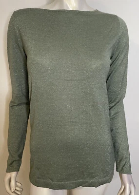 Top Brunello Cucinelli Verde Brillante Cashmere Seda LS Tejido XL NUEVO SIN ETIQUETAS Italia Foto 1 de 4
