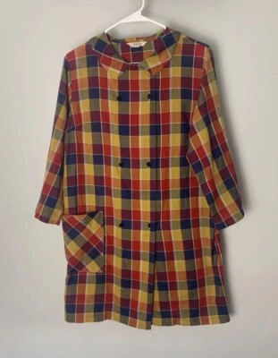 Rutledge Scottish Clan Checkered, Retro Collared Double Breast Button Up Dress - Image 1 of 4
