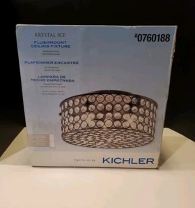 Kichler Krystal Ice Olde Bronze Halogen Flush Mount Ceiling Fixture Light 760188 - Picture 1 of 5