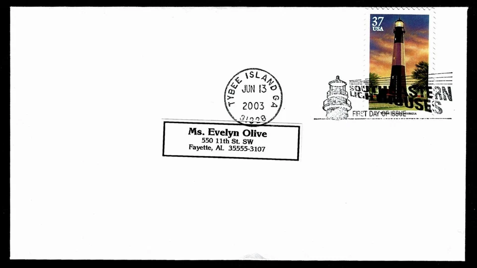 USA, SCOTT # 3790, SOUTHEASTERN LIGHTHOUSES 2003 COVER PICTORIAL CANCEL VARIETY - Image 1 of 1