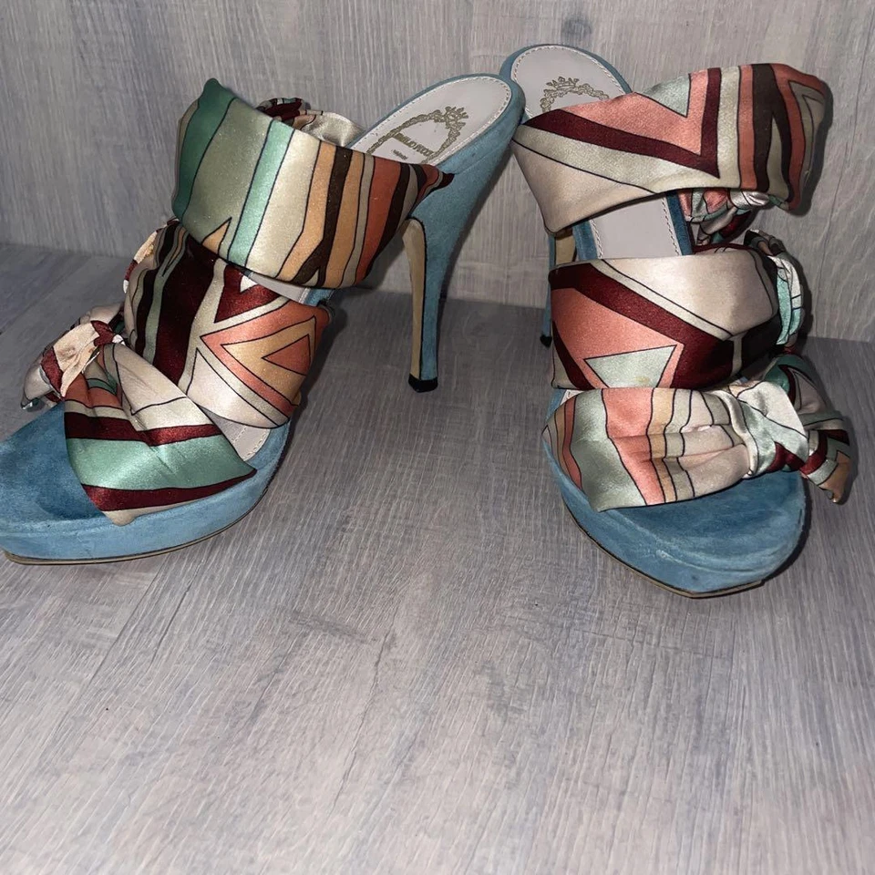 Emilio Pucci лента мулы, размер EU36/US6, разноцветный, атлас и замша - Изображение 1 из 4