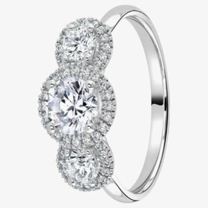 1888 Collection Platin Brillantschliff 0,63ct Triple Halo Diamant Ring R3-2042 - Bild 1 von 4