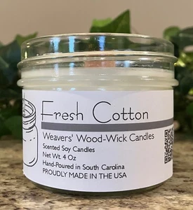 Fresh Cotton 4oz Wood-Wick Soy Wax Lotion Candle high quality essential oil - Picture 1 of 3
