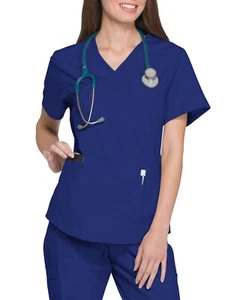 Scrubstar Women's Fashion Essentials Mock Wrap Scrub Top, Electric Blue, Medium - Picture 1 of 3