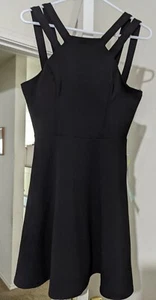 Junior Girls Black 2 Strap Built in Bra Black Dress Size 11 NEW - Picture 1 of 5