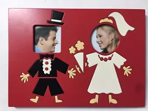 Cornice fidanzamento matrimonio unica Macys legno dipinto intarsiato stravagante foto 2" - Foto 1 di 8