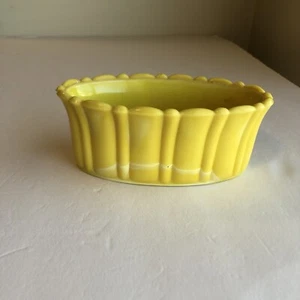 Akro Agate Ribbed Oval Yellow Slag Glass Planter 6” X 3.25” X 2.5” USA Vintage - Picture 1 of 5