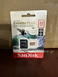 SanDisk Extreme Plus microSDHC UHS-I Card w/ Adapter - 32GB - 100MB/s New - Picture 1 of 2