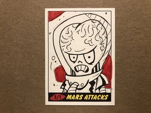2012 Topps MARS ATTACKS 1/1 SKETCH CARD — Signed By MIKE HAMPTON — NM - Picture 1 of 12