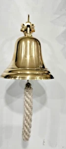 6'' Brass Bell Ship Hanging Door Bell With Wall Mounted Bracket Bell Gift - Imagen 1 de 5