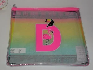 Justice Girls Swim Bikini Bag Beach Boutique Pool Initial D Flamingo Clear New - Picture 1 of 2