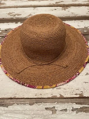 Sombrero de playa Vera Bradley floppy multicolor banda de paja floral Foto 1 de 4