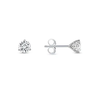 1/2 Karat Runde Labor erstellt gewachsene Diamantohrringe 14K Weißgold F/VS Martini Push - Bild 1 von 3