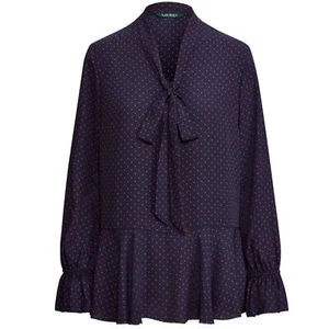 Lauren Ralph Lauren Tie-Neck Georgette Blouse size XL - Picture 1 of 12