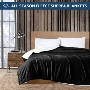 Luxury Sherpa Fleece Blanket 400 GSM Super Soft Reversible Warm Sofa Bed Throws - Picture 1 of 41