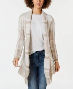 Style&co. Long Sleeve Jacquard Plaid Open Front Sweater Gray PS # 35 - Picture 1 of 8