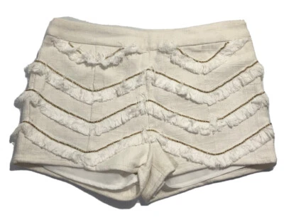 SWELL white lined Short Women’s Sz Medium Beaded Ruffled Chevron Design Side Zip - Image 1 of 4