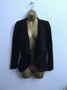 DOROTHY PERKINS LADIES BLACK SPARKLY CARDIGAN SIZE 6 WATERFALL PARTY CHRISTMAS - Picture 1 of 10