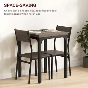 Kleiner grauer Esstisch 2 Stühle Set kompakt Holz Küche Frühstück Bar Deko - Bild 1 von 9