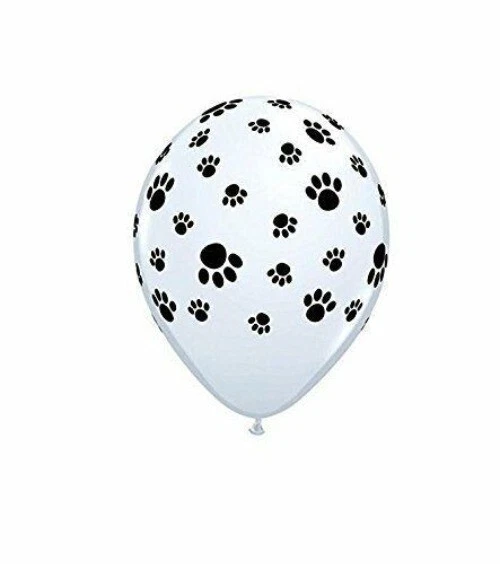 12 PAW PRINT Balloons 11" Dog Cat Birthday Party Latex Pawprint Balloon & Ribbon - Image 1 of 1