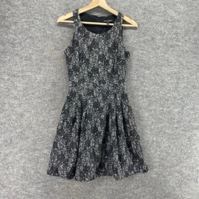 Vestido Banana Republic Mujer 0 Negro Floral Funda Midi Forrado Cremallera Sin Mangas Foto 1 de 4