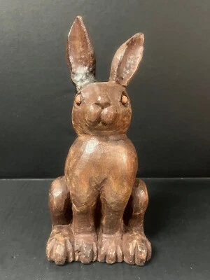 CARVED WOOD PAPER MACHE MOLD/SCULPTURE OF RABBIT  #R106 - Image 1 of 4