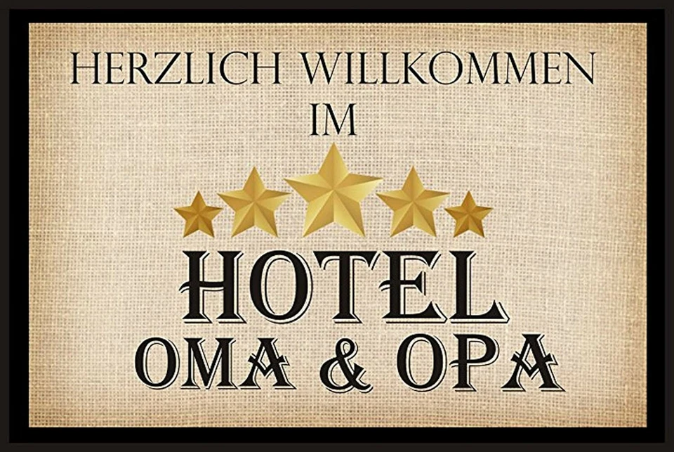 Fussmatte " Herzlich Willkommen im Hotel OMA & OPA "  mit Sternen - Bild 1 von 1