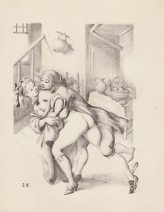 Grafik Antique Vintage Nude Akt Erotik Erotic Love LITHOGRAPHIE 1956 Ballivet 18 - Bild 1 von 1
