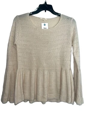 Easel Peplum Flare Sleeve Sweater Off White Beige NWT Boutique Medium - Image 1 of 4