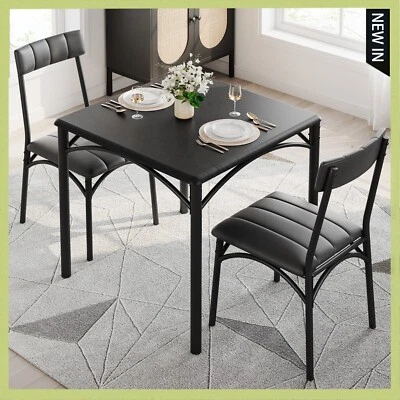 3 PCS Dining Set Table and 2 Upholstered Chairs Wood Top for Small Space Kitchen - Image 1 of 4