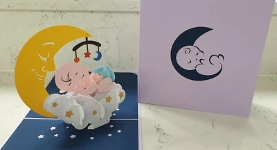 Nueva tarjeta de bebé emergente 3D de felicitaciones. Para bebé nuevo Foto 1 de 4