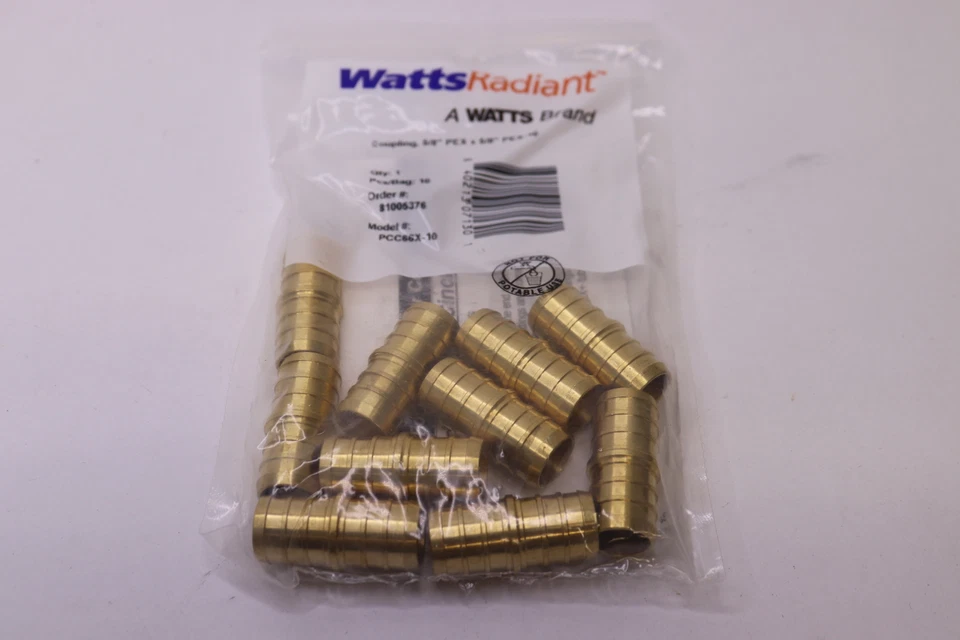 (10-Pk) Acoplamiento Crimpado Radiante Radiante PEX 5/8" PCC66X-10	 Foto 1 de 1