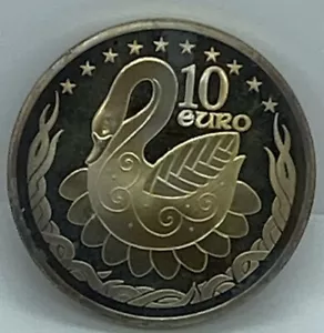 2004 Ireland Geltic Swan Silver 10 Euro Coin Beautiful Toning! - Picture 1 of 8