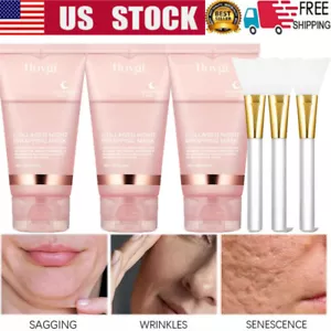 3 Pack Collagen Overnight Wrapping Peel Off Facial Mask Renewal Night Skin Care - Picture 1 of 24