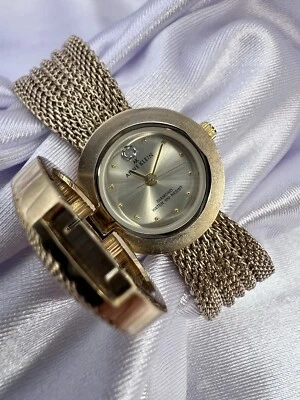 Vintage Gold Tone Anne Klein Diamond Womens Hidden Dial Peek A Bo Watch Dainty - Image 1 of 4