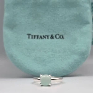 Tiffany & Co. 925 Silver Paloma Picasso Aqua Chalcedony Cabochon Sugar Ring 6 - Picture 1 of 4